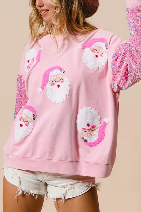 Drune | Weihnachten Lässig Locker Rundhals Pailletten Ärmel Sweatshirt