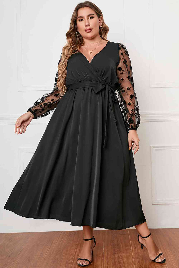 Drune | Plus Size Wickelkragen Gebundenes Kleid