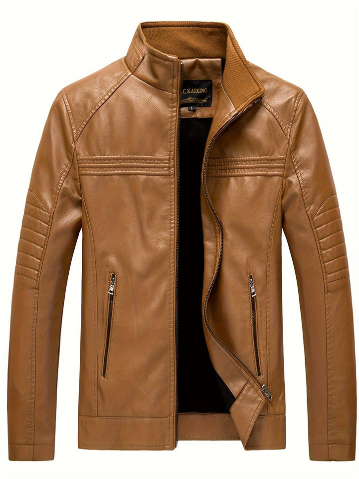 Drune | Bequeme Lederjacke mit Stehkragen