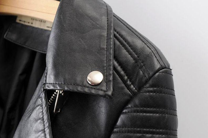 Drune - Revers Reißverschluss Slim Fit Lederjacke