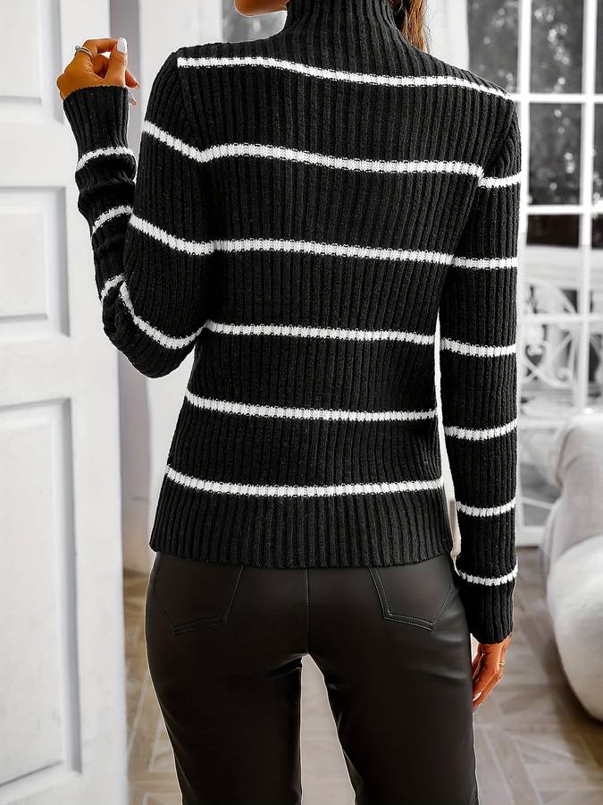 Drune | Eleganter Rollkragenpullover mit gestreiftem Muster für Frauen