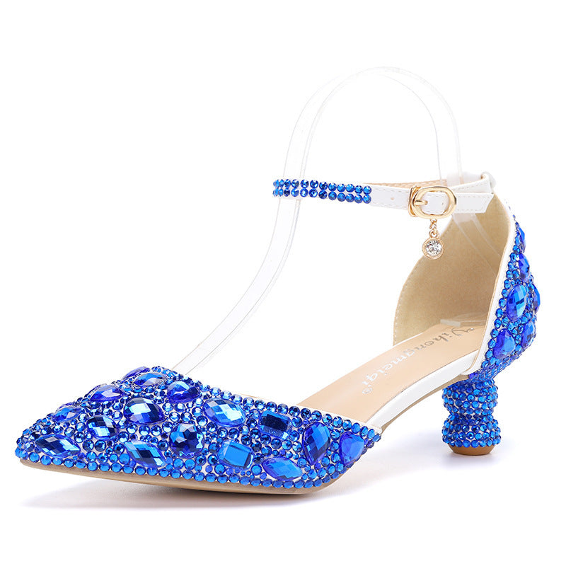 Drune | Lavtil Top Sommer Neu Blau Farbe Spitz Kalebass Absatz Rhinestone Multi Farbe Mode Hochzeits Bankett Frauen Schuhe