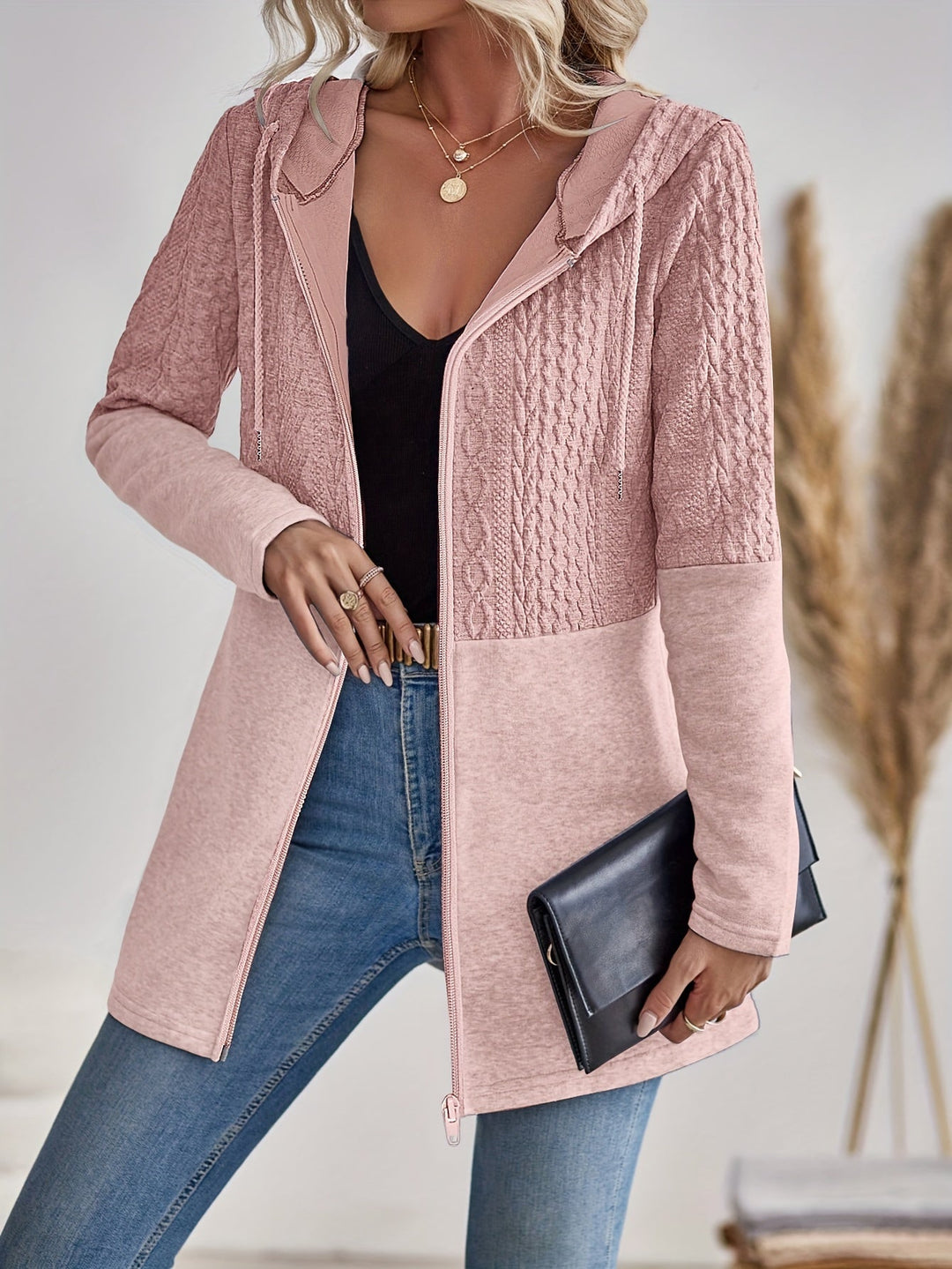 Drune | Damen Kapuzen Sweatshirt mit Reißverschluss