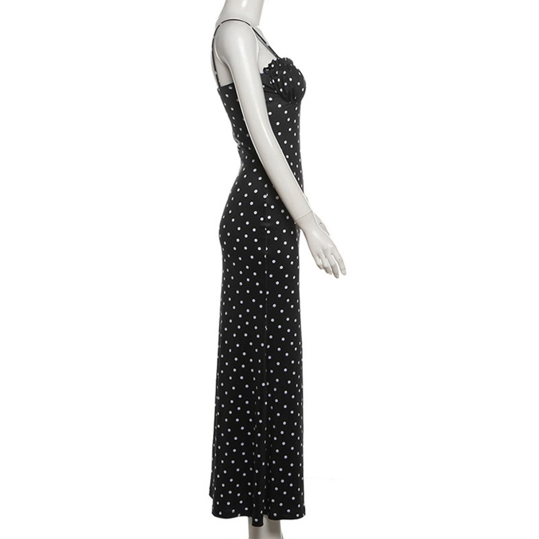 Drune | Kleid mit gepunkteten Strapsen mit Neckholder