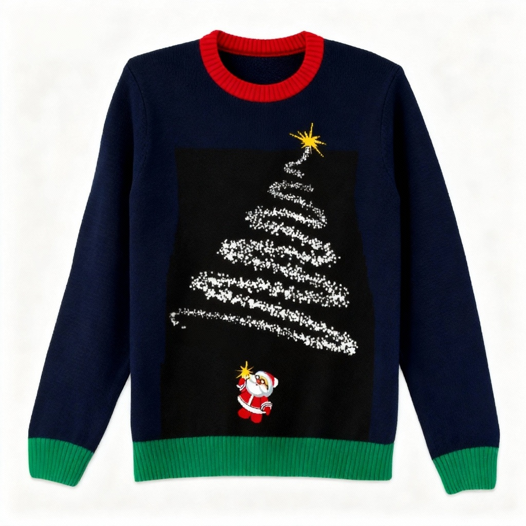 Drune | Weihnachtsmann Druck Ferienpullover - Absichtlich festlicher Eigenheit