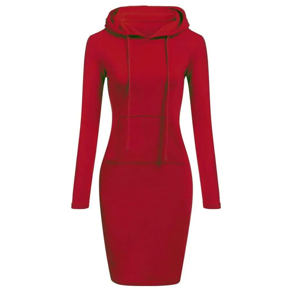 Drune | Hoodie Kleid - Lange Ärmel - Verstellbare Kapuze - Kängurutasche - Slim Fit