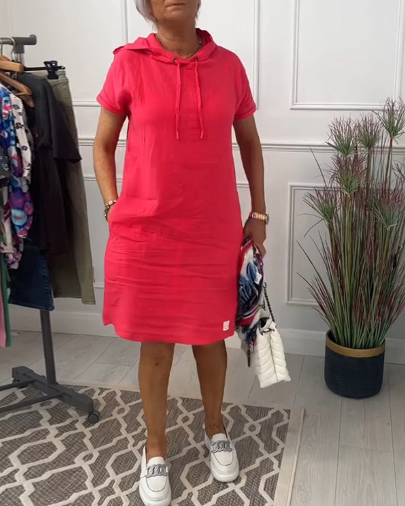 Drune | Kurzärmliges Freizeitkleid mit Kapuze