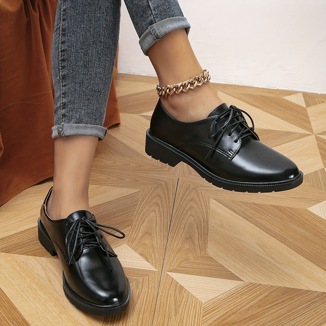 Drune | Black Orthopedic Lace-Up Shoes for Women