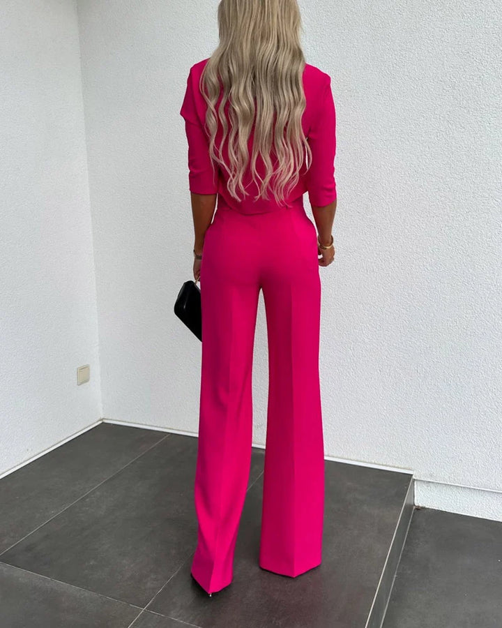 Drune | Set mit Jacke und hoch taillierter gerader Hose für Damen | Stilvolles und komfortables Outfit