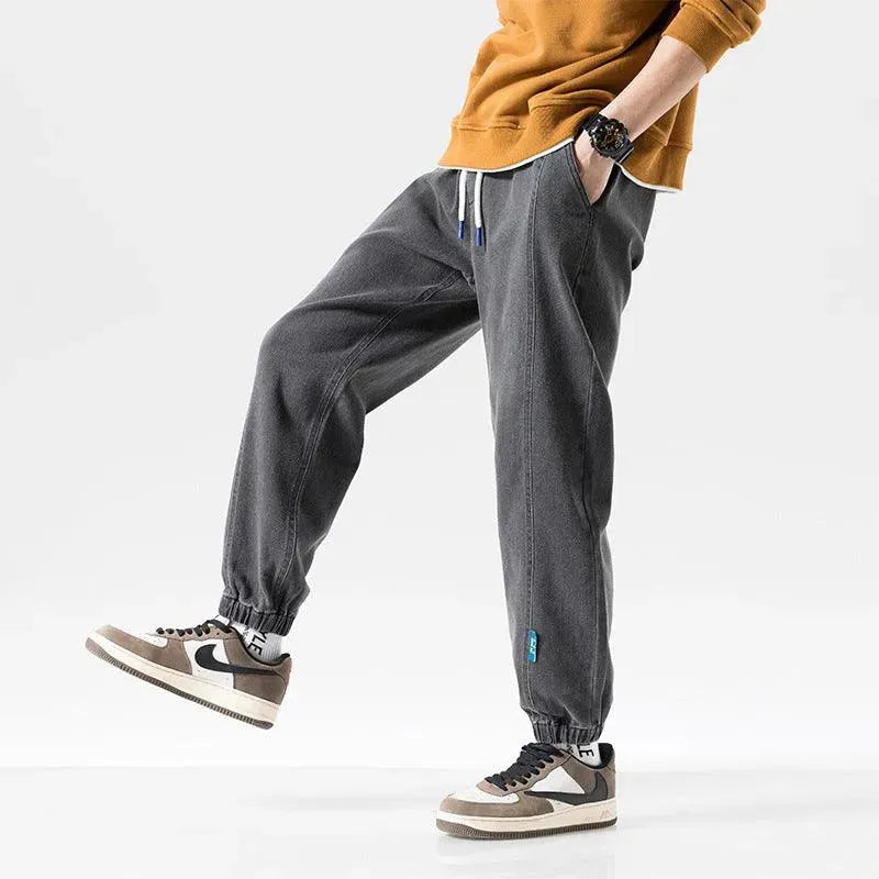 Drune | Modische Plus-Size-Herren-Jeans mit Knöchelbindung