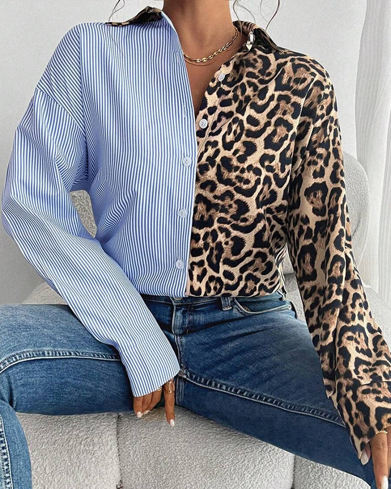 Drune | Gestreift Patchwork Leopardenprint