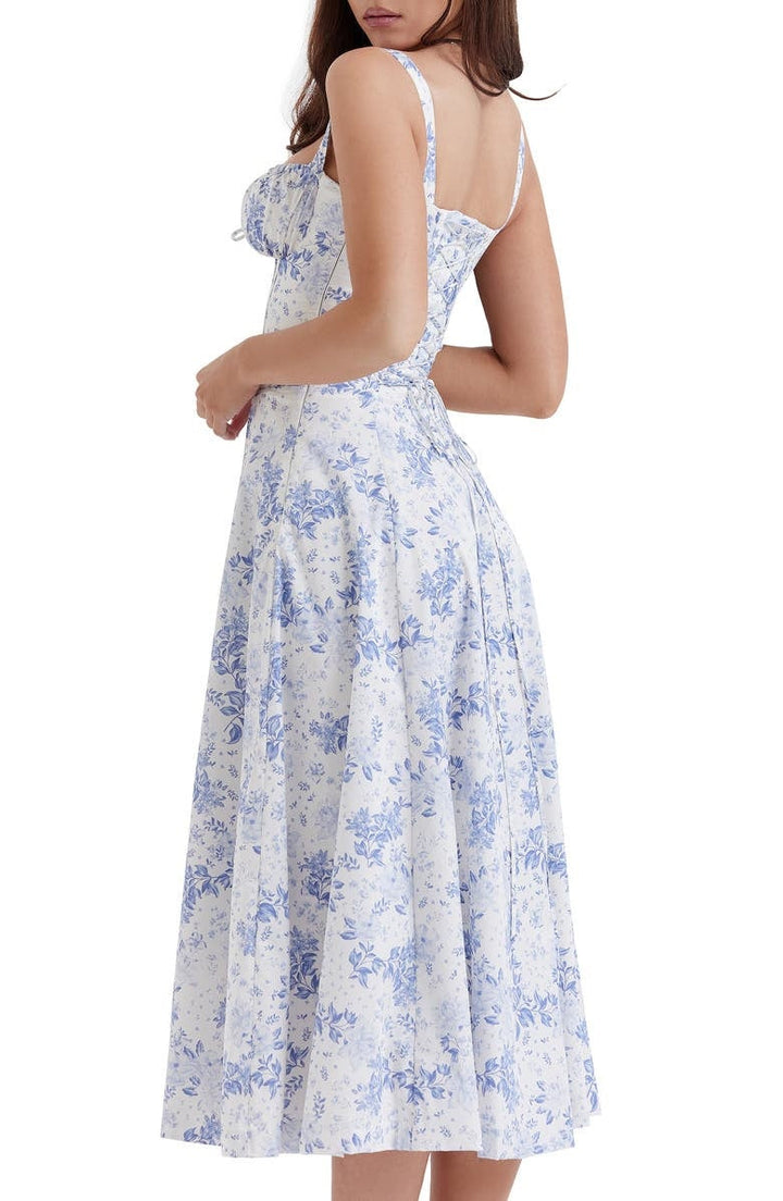 Drune | Langes Blumen Korsett Kleid