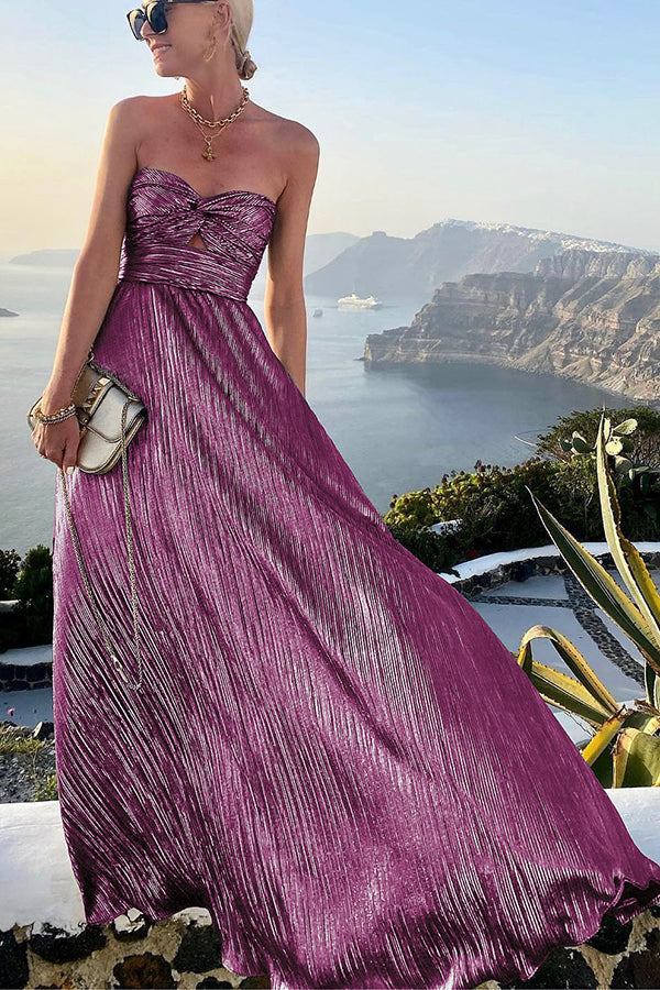 Drune | Schulter Shimmer Maxi Kleid Elegant, Leicht & Perfekt Für Abend Glam