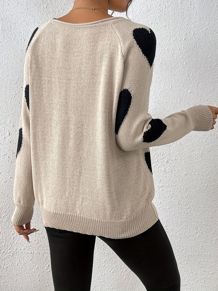 Drune | Cozy sweater with a heart pattern for a romantic winter style
