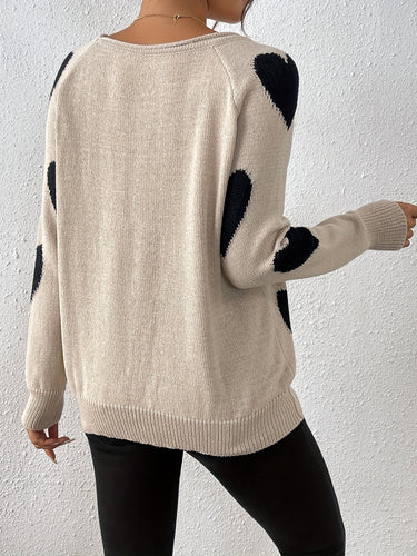 Drune | Cozy sweater with a heart pattern for a romantic winter style