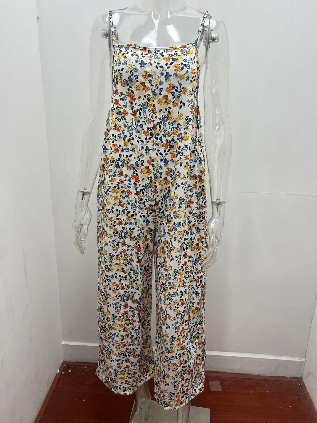 Drune | Verstellbarer Schultergurt Druck lässig Hosenträger floral Jumpsuit