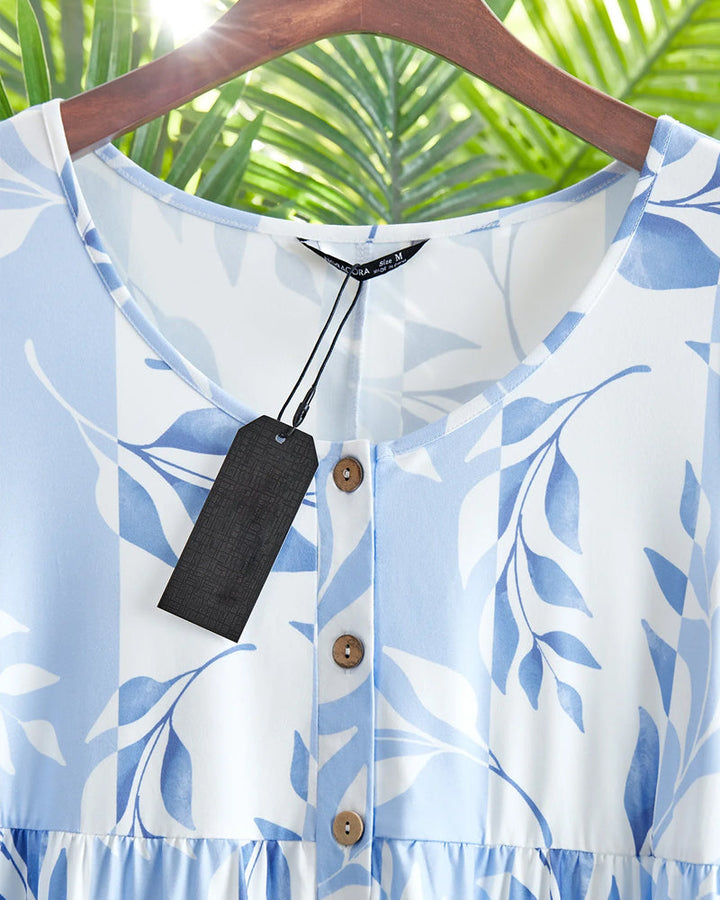 Drune | Kurzärmeliges Sommerkleid mit Blätterdruck