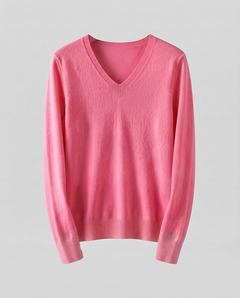 Damen Feinstrick V‑Ausschnittpullover in Kaschmir‑Optik mit schmaler Silhouette Drune