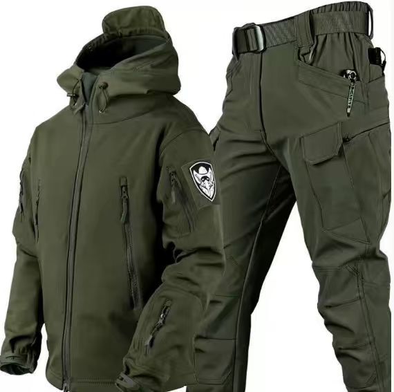 Drune Herren Outdoor-Set mit Kapuzenjacke und Cargohose