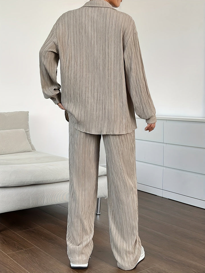 Drune | Mit Knöpfen & Hosen Mit Elastischem Bund Outfit Set Für Damen - Ideal für Herbst/Winter