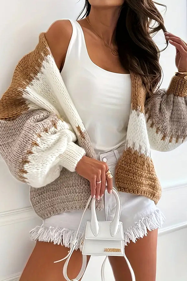 Drune | Cozy cardigan with contrasting seams