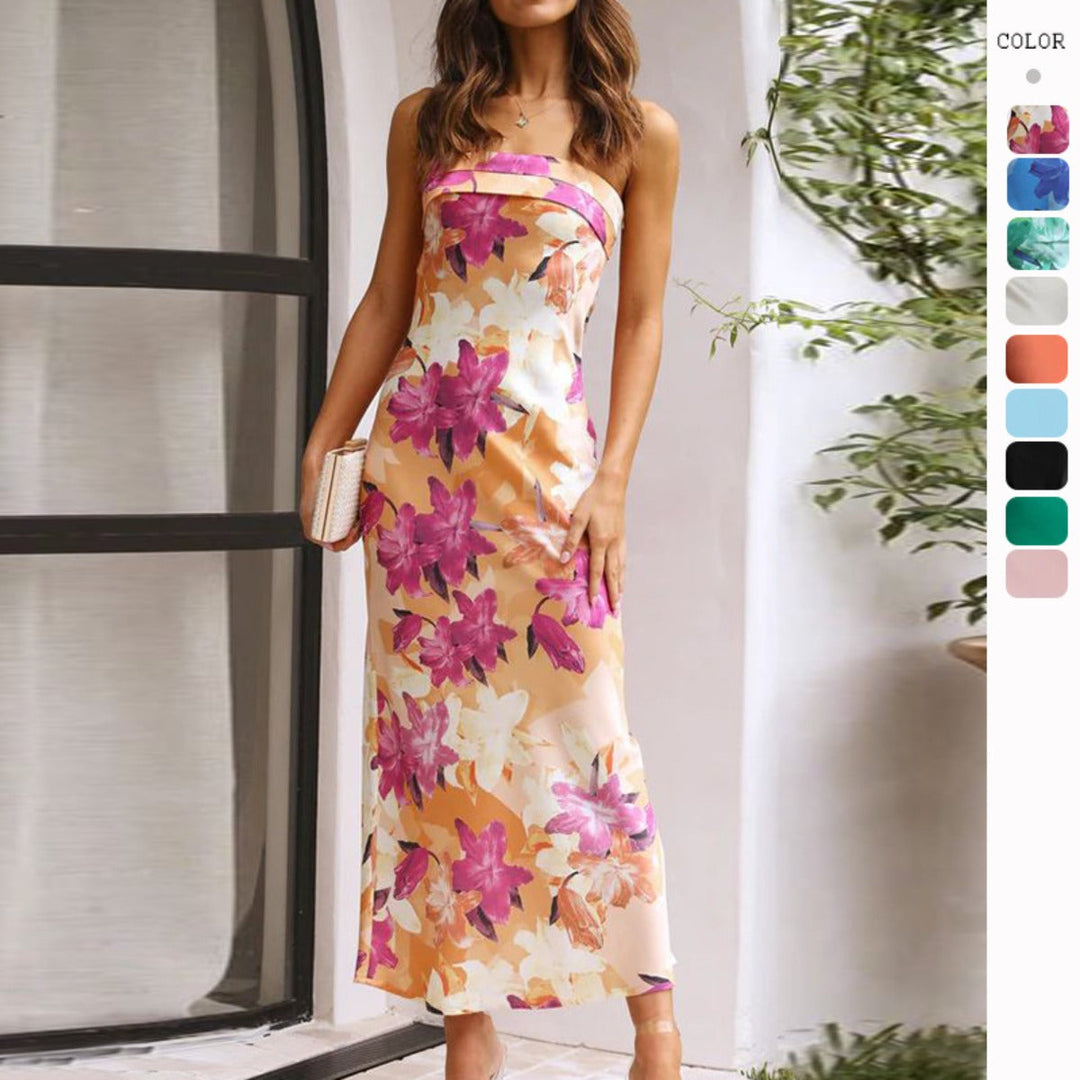 Drune | Satin rückenfreies Röhrentop Kleid