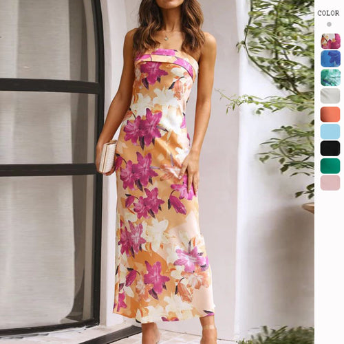 Drune | Satin rückenfreies Röhrentop Kleid