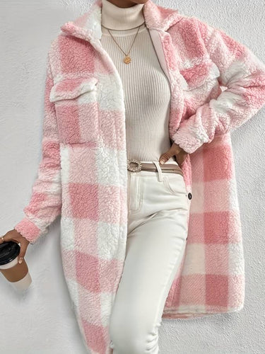 Drune | Rosa karierte Fleecejacke