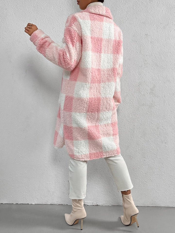 Drune | kariert Jacke mit plüschigem Kragen und Knöpfen