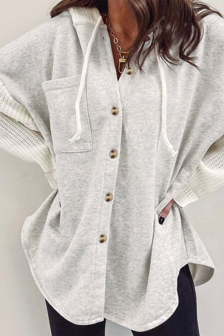 Drune | Langärmelige Bluse mit Kapuze und Knöpfen Baumwollmischung Komfort und Stil