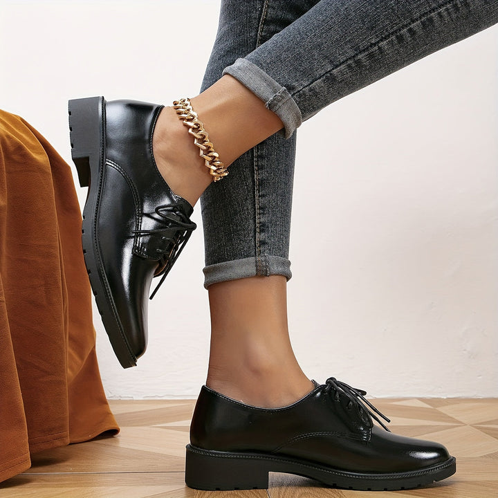 Drune | Black Orthopedic Lace-Up Shoes for Women