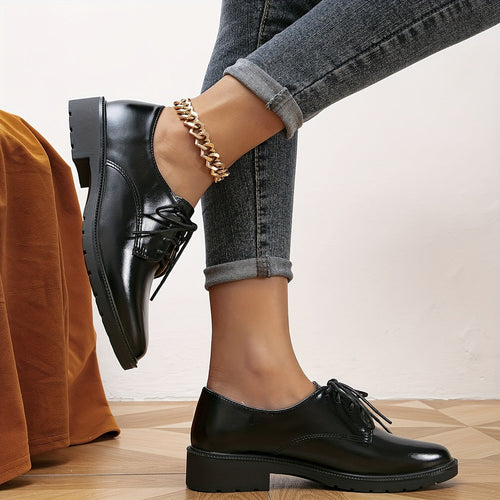 Drune | Black Orthopedic Lace-Up Shoes for Women