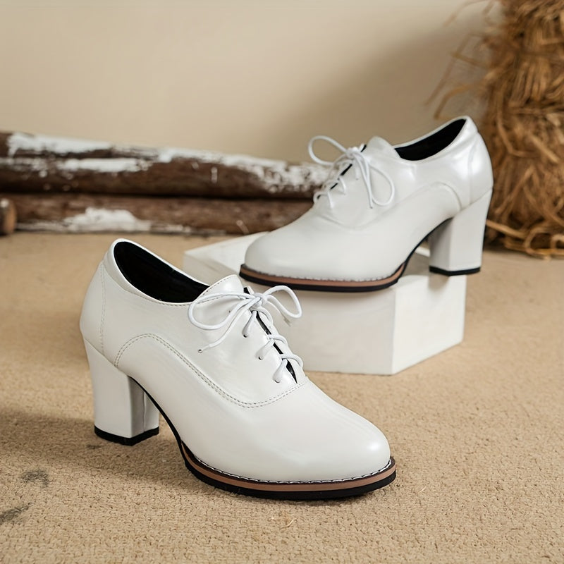 Drune | Elegante Damenschuhe Mit Dicken Absätzen Und Schnürsenkeln