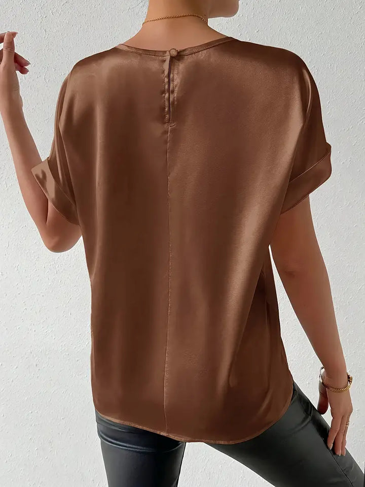 Drune | Satin T-Shirt Mit Umgeschlagenen Ärmeln Für Damen