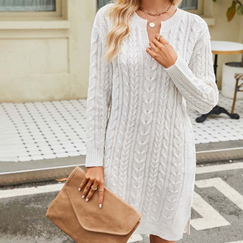 Drune Kleid | Lässiges Strickkleid mit Zopfmuster