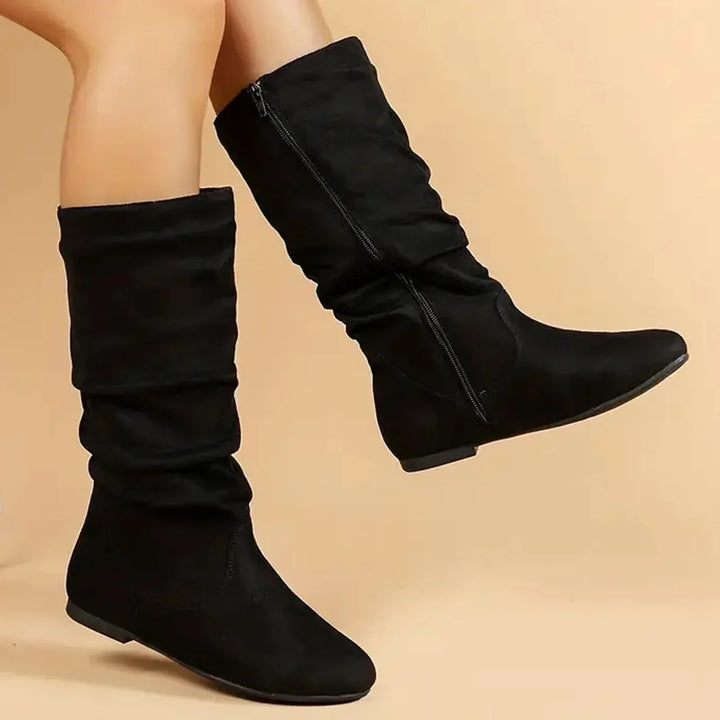 Drune | Wildleder Stiefeletten Bis Zur Wade mit Seitlichem Reißverschluss