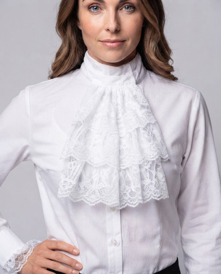 Damen Rüschbluse mit eleganten Ärmelaufschlägen Drune