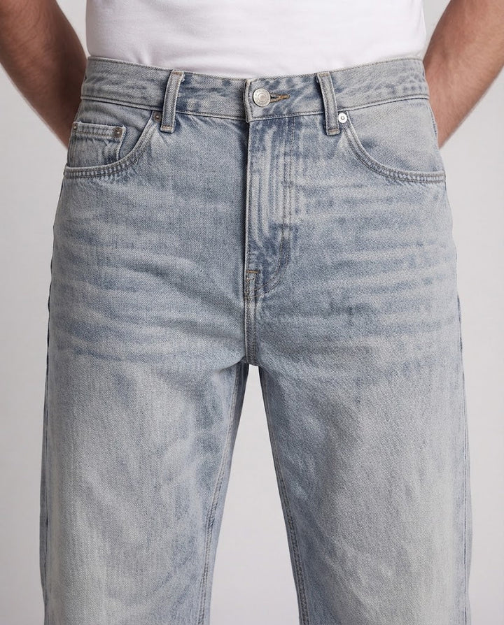 Herren Weit geschnittene Jeanshose mit hoher Taille und Vintage-Waschung Drune