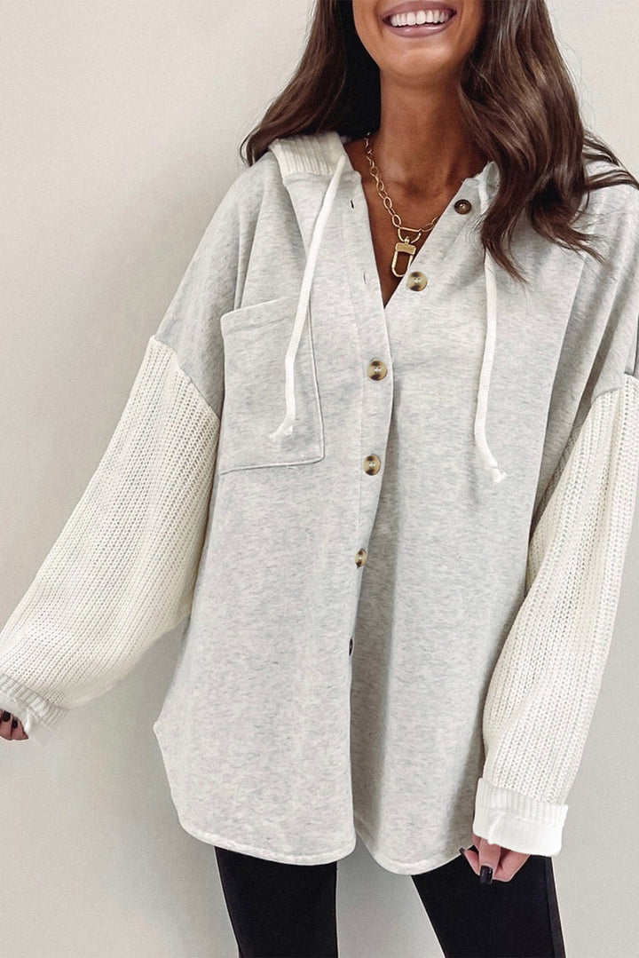 Drune | Langärmelige Bluse mit Kapuze und Knöpfen Baumwollmischung Komfort und Stil
