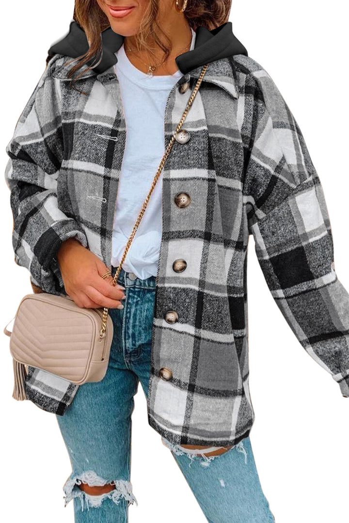 Drune | Gitterhemdenjacke mit Kapuze Polyester Lässig und Trendy