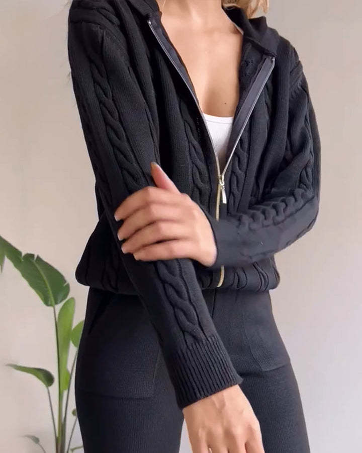 Drune | Casual jacquard cardigan set with twist design