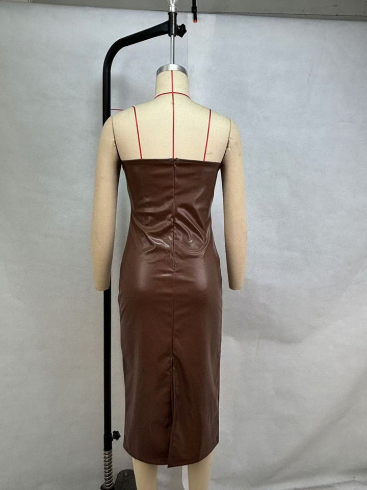 Drune | Schlauchtop PU-Leder geteiltes Kleid