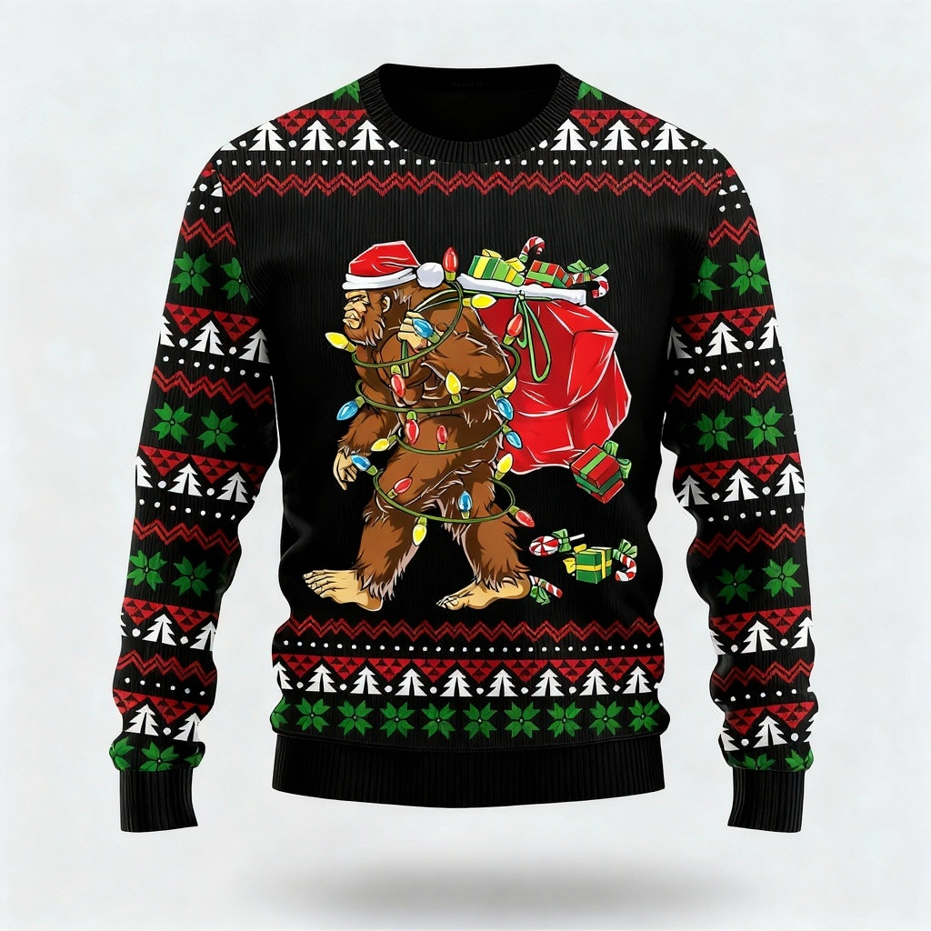 Drune | Skurrig, Gemütlich & Festlich: Der Lustige Gorilla Druck Weihnachts-Pullover