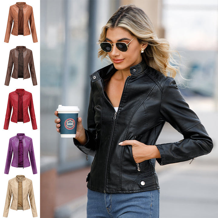 Biker-jacke mit Stehkragen
