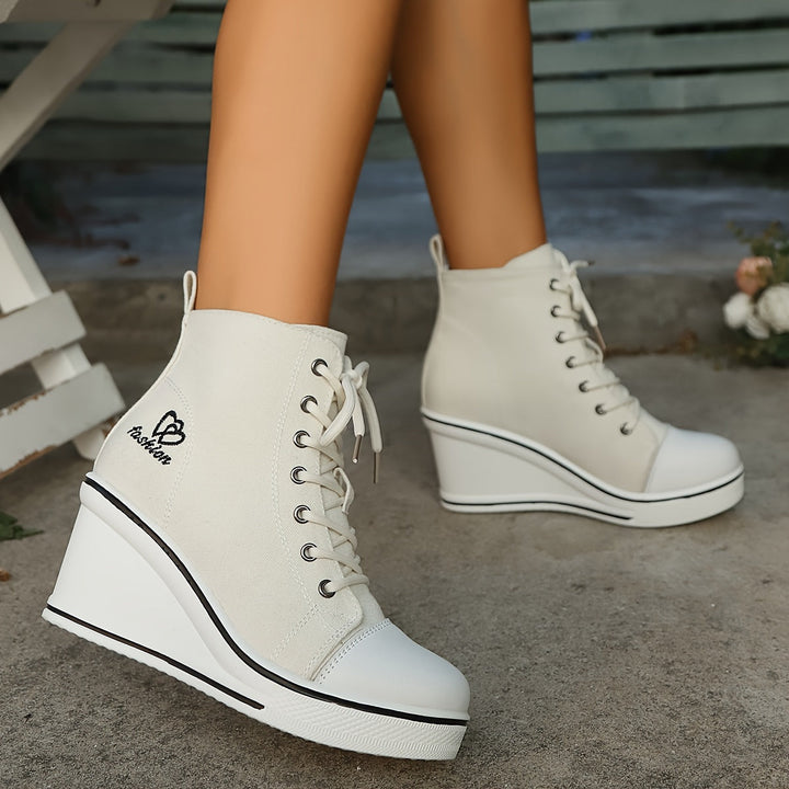 Drune | Einfache Canvas Stiefeletten Mit Liebesmotiv