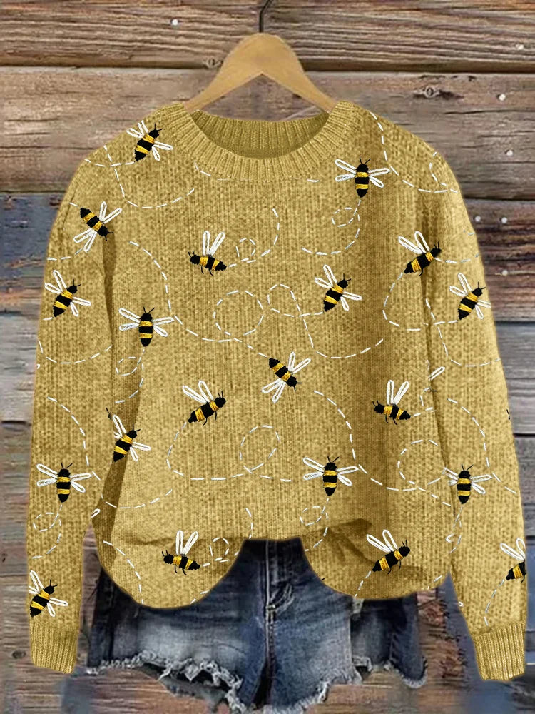 Drune | Charmanter Strickpullover mit Bienenstickerei