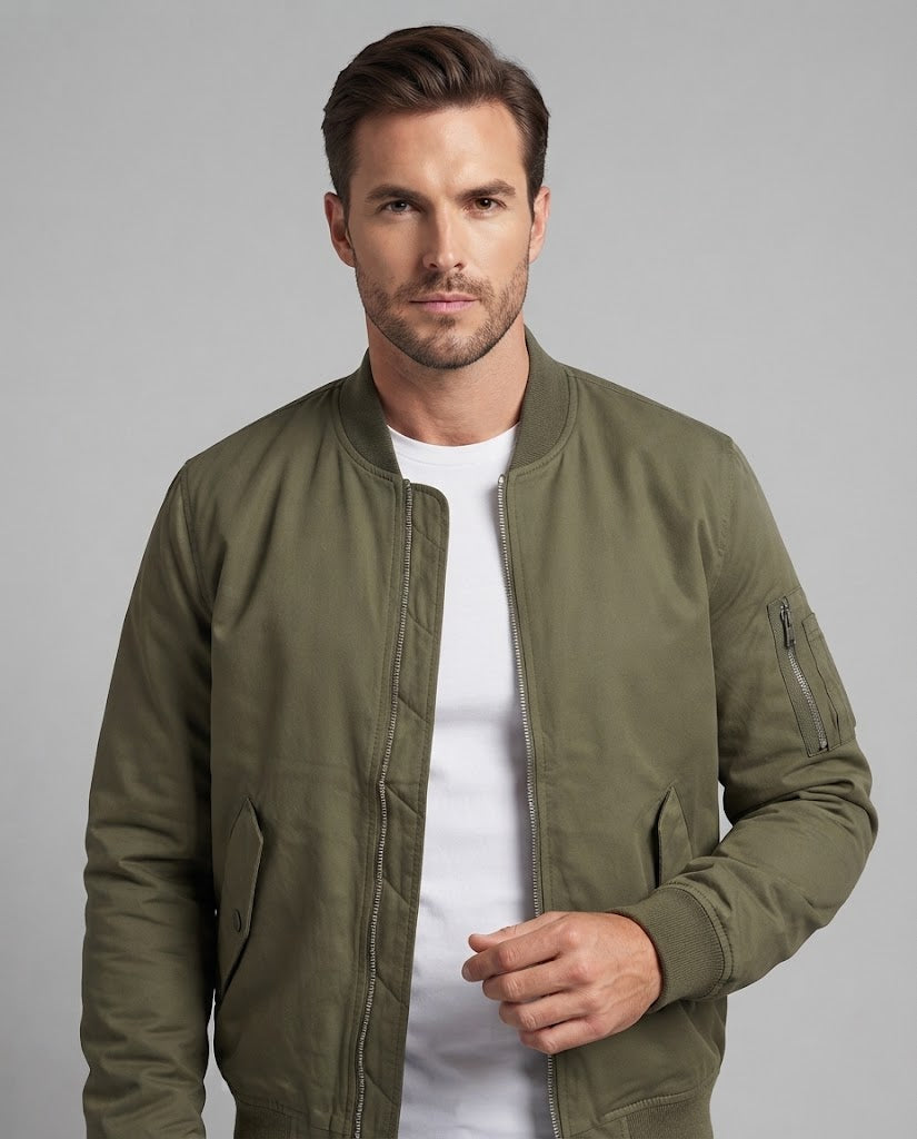 Herren isolierter Pilot‑Bomber mit Thermo‑Wattierung, Ärmeltasche und Rippbündchen Drune