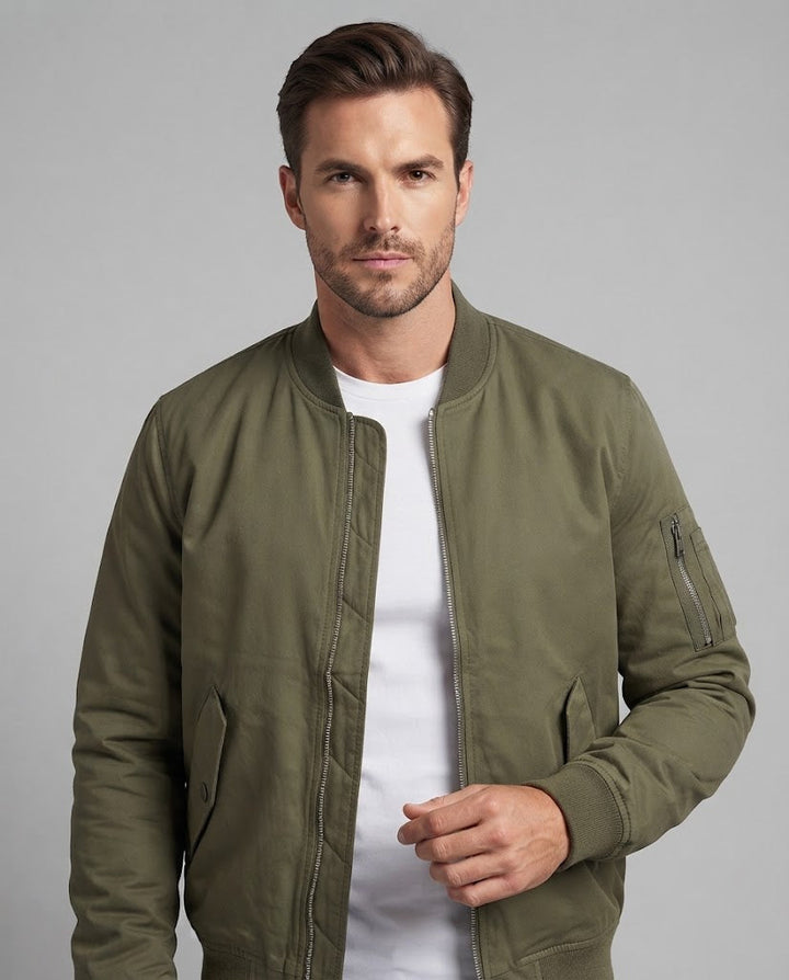 Herren isolierter Pilot‑Bomber mit Thermo‑Wattierung, Ärmeltasche und Rippbündchen Drune