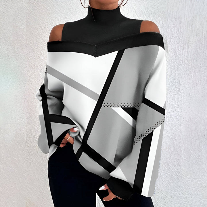 Drune | Sexy Karierte T-Shirt mit Off-Shoulder Ärmeln
