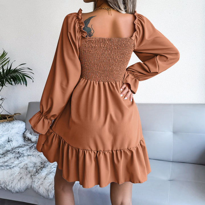 Schwingendes Kleid mit ausgestellten langen Ärmeln und quadratischem Ausschnitt für Frauen
